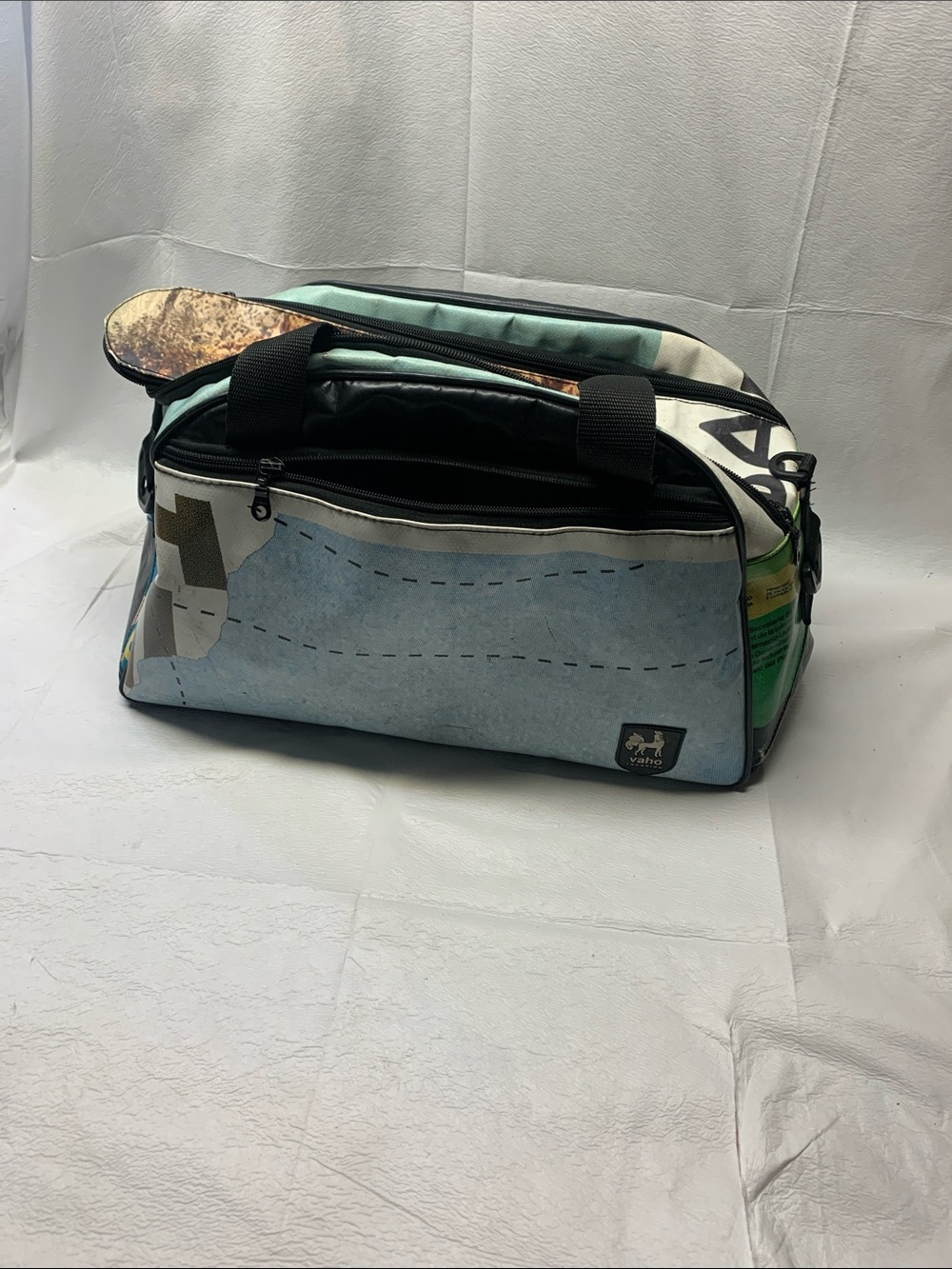 Upcycled VAHO Fashion Travel Duffel Bag | Recycled Banner Material